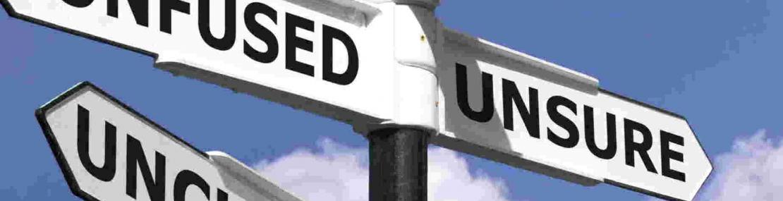 Street signs displaying confused, lost, unclear, and perplexed